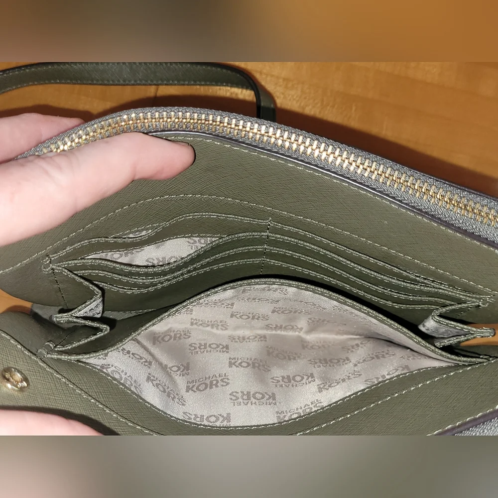 Michael Kors Karla Leather Crossbody Bag,  Army Green - Picture 8 of 13